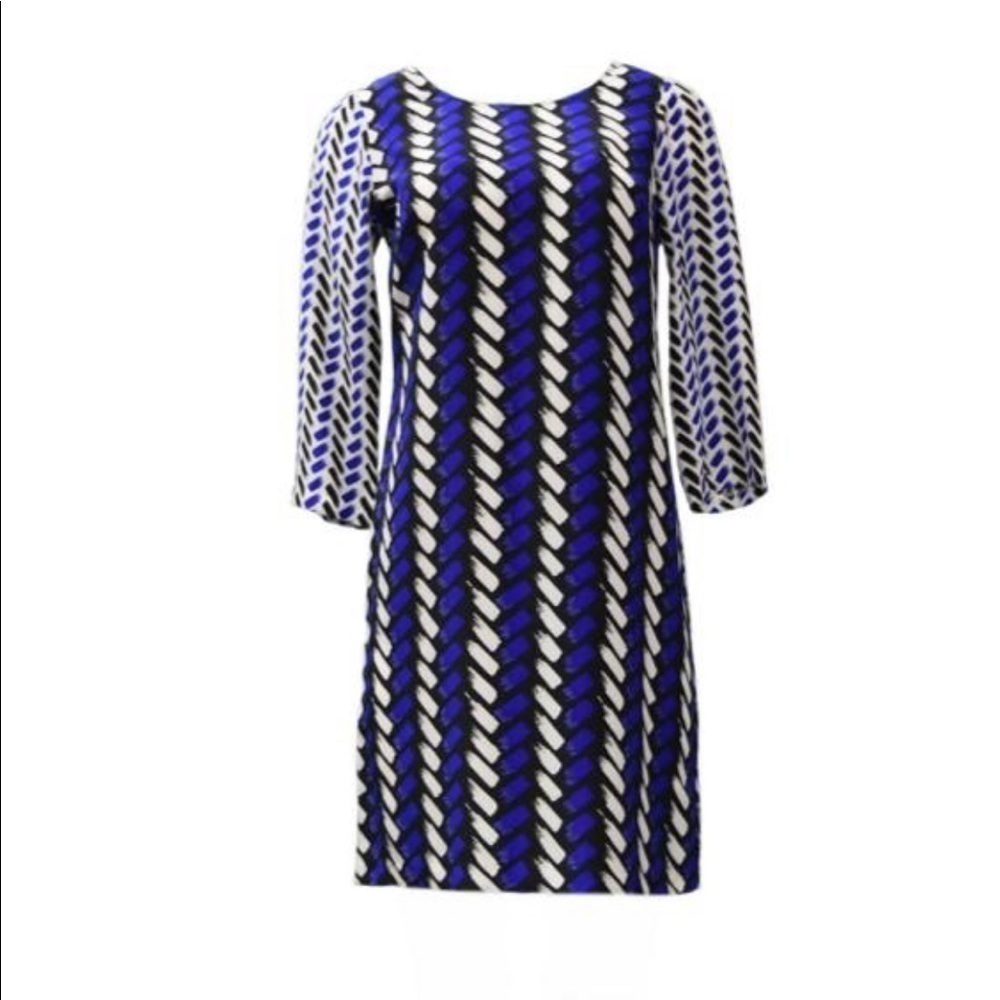 Nieves Lavi Silk 3/4 Sleeve Printed‎ Shift Dress 4